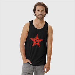 Майка мужская хлопок USSR star, цвет: черный — фото 2