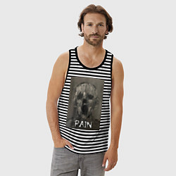 Майка мужская хлопок Painful, цвет: черная тельняшка — фото 2