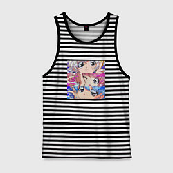 Майка мужская хлопок Сейлор Мун ТРИО, цвет: черная тельняшка