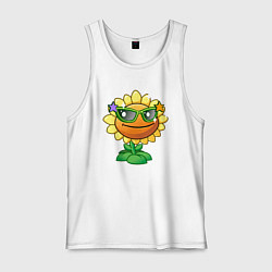 Майка мужская хлопок Подсолнух в очках, цвет: белый