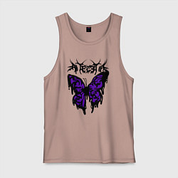 Майка мужская хлопок Gothic black butterfly, цвет: пыльно-розовый