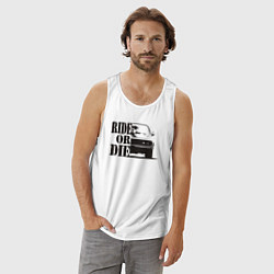 Майка мужская хлопок Катайся или умри, цвет: белый — фото 2