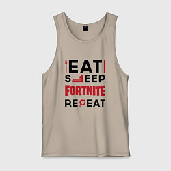 Мужская майка Надпись: eat sleep Fortnite repeat
