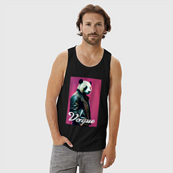Майка мужская хлопок Панда - модный чувак, цвет: черный — фото 2