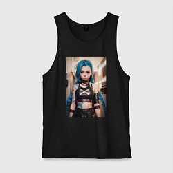 Майка мужская хлопок Jinx model arcane league of legends, цвет: черный