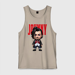 Майка мужская хлопок Johnny Depp - cool dude - pop art, цвет: миндальный