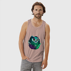 Майка мужская хлопок Изумрудная сова, цвет: пыльно-розовый — фото 2