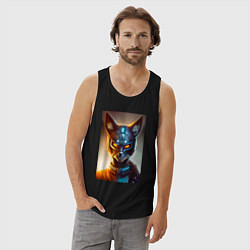 Майка мужская хлопок Cyber-fox - neural network, цвет: черный — фото 2