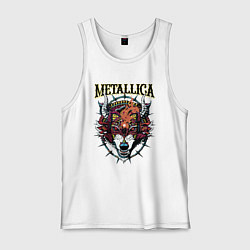 Майка мужская хлопок Metallica - wolfs muzzle - thrash metal, цвет: белый