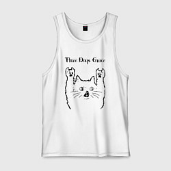 Майка мужская хлопок Three Days Grace - rock cat, цвет: белый
