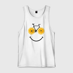 Майка мужская хлопок Апельсиновое лето с велосипедом, цвет: белый