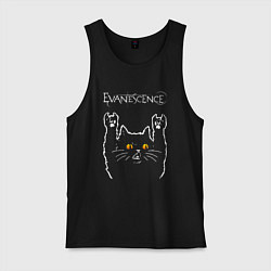 Майка мужская хлопок Evanescence rock cat, цвет: черный