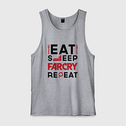 Майка мужская хлопок Надпись: eat sleep Far Cry repeat, цвет: меланж