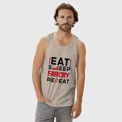 Майка мужская хлопок Надпись: eat sleep Far Cry repeat, цвет: миндальный — фото 2
