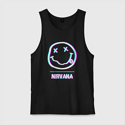 Майка мужская хлопок Nirvana glitch rock, цвет: черный