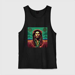 Майка мужская хлопок Digital Art Bob Marley in the field, цвет: черный