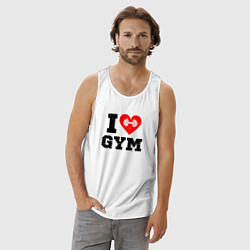 Майка мужская хлопок I love gym, цвет: белый — фото 2