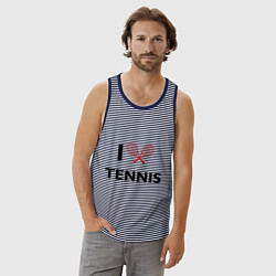 Майка мужская хлопок I Love Tennis, цвет: синяя тельняшка — фото 2