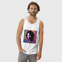 Майка мужская хлопок Jim Morrison few color digital Art, цвет: белый — фото 2