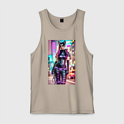 Мужская майка Cyberpunk - cat girl - neural network