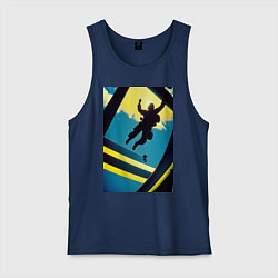 Майка мужская хлопок Два парашютиста, цвет: тёмно-синий