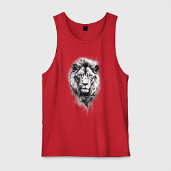 Мужская майка Голова льва рисунок карандашом