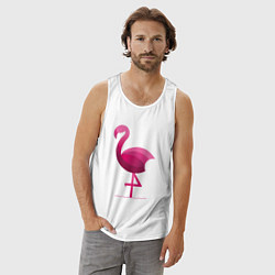 Майка мужская хлопок Фламинго минималистичный, цвет: белый — фото 2