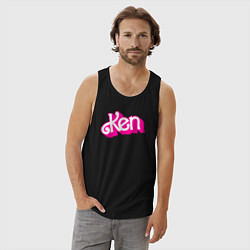 Майка мужская хлопок Логотип розовый Кен, цвет: черный — фото 2