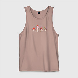 Мужская майка Грибы мухоморы в ретро стиле