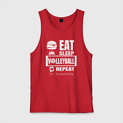 Майка мужская хлопок Волейбол на повторе, цвет: красный