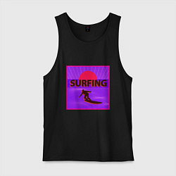 Майка мужская хлопок Сёрфинг в стиле киберпанк, цвет: черный