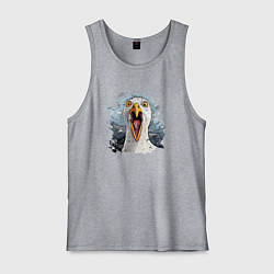 Майка мужская хлопок Чайка орет - морской принт, цвет: меланж