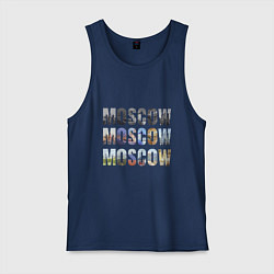 Майка мужская хлопок Moscow - Москва, цвет: тёмно-синий