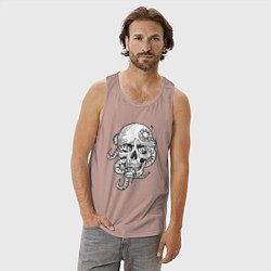 Майка мужская хлопок Skull octopus, цвет: пыльно-розовый — фото 2