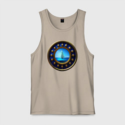 Майка мужская хлопок Колесо сансары, цвет: миндальный