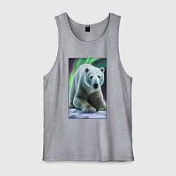 Майка мужская хлопок Полярный медведь на снегу, цвет: меланж