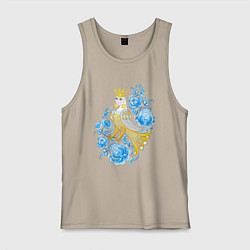 Мужская майка Птица Сирин в цветах по мотивам гжельской росписи