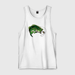 Майка мужская хлопок Green fish, цвет: белый