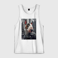 Мужская майка Dude bull terrier in New York - ai art