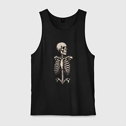 Майка мужская хлопок Улыбающийся скелет, цвет: черный
