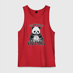 Майка мужская хлопок Panda volleyball, цвет: красный