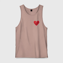 Мужская майка Бумажное разорванное сердце скрёпленное булавками