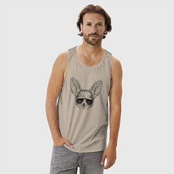 Майка мужская хлопок Фенек в очках, цвет: миндальный — фото 2