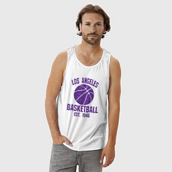 Майка мужская хлопок Basketball Los Angeles, цвет: белый — фото 2