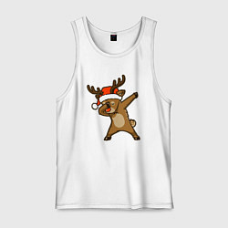 Майка мужская хлопок Dabbing deer, цвет: белый