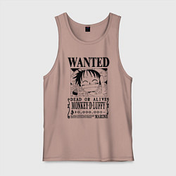 Майка мужская хлопок Первая листовка Луффи Ван Пис, цвет: пыльно-розовый