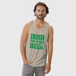 Майка мужская хлопок Irish you were beer, цвет: миндальный — фото 2