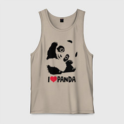 Майка мужская хлопок I love panda, цвет: миндальный