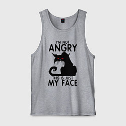 Майка мужская хлопок I am not angry cat, цвет: меланж