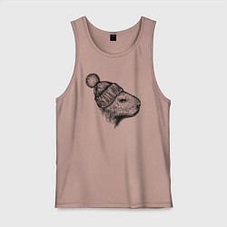 Мужская майка Капибара в шапке